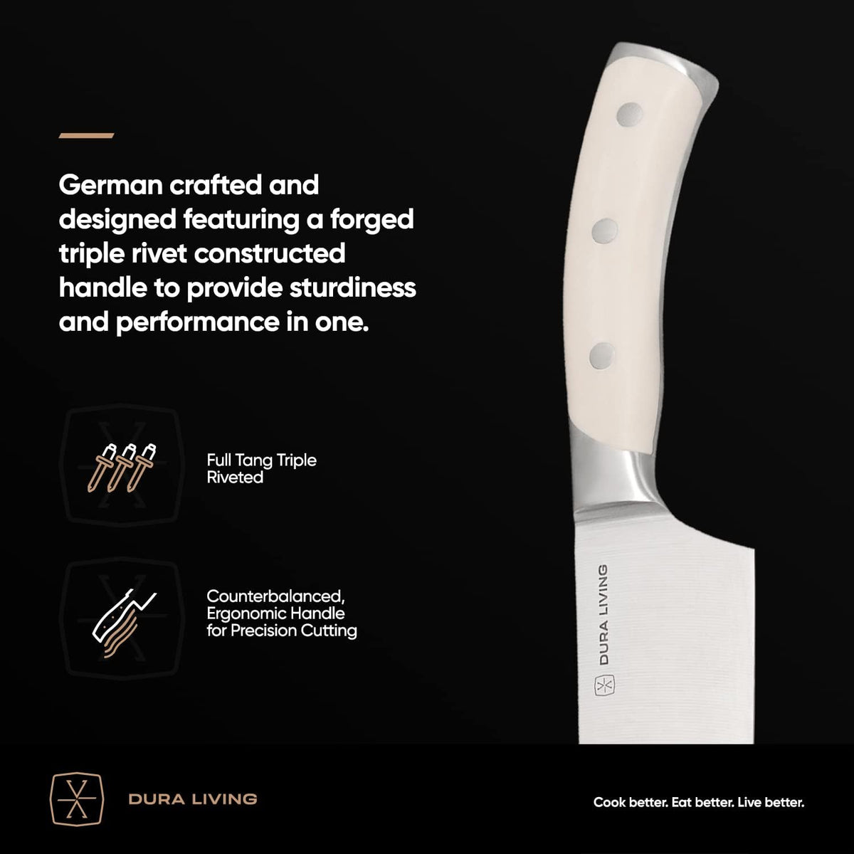 2-Piece Kitchen Knife Set – Ultra Sharp Precision German Stainless Steel Blades, 5” Utility & 3.5” Paring Knife with Ergonomic Handles, Multipurpose for Slicing & Peeling, Cream Handle