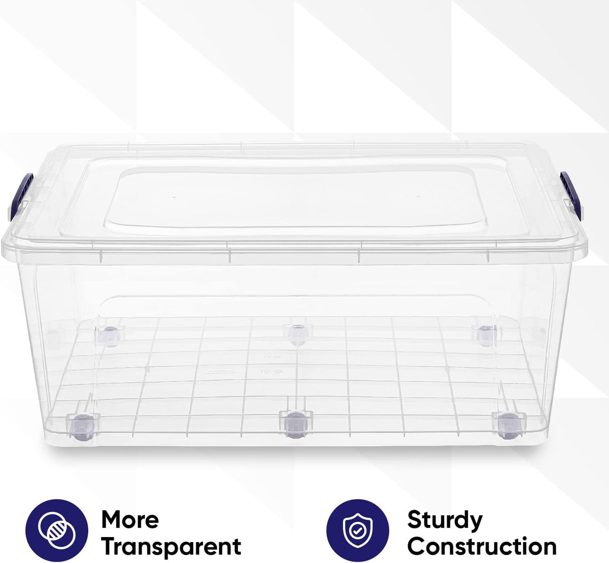 Superio Storage Bins with Lids, Clear Plastic Containers for Organizing, Stackable Totes, BPA Free, Odor Free, Organizer Boxes for Home, and Dorm (2 Pack, 60 Quart)