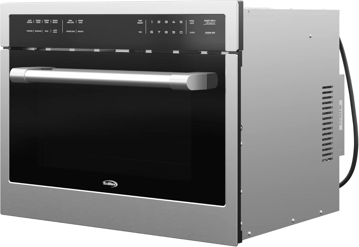 KoolMore 24 Inch Built-in Convection Oven and Microwave Combination with Broil, Soft Close Door, 1000 Watt Power, Stainless Steel Finish, Touch Control LCD Display (KM-CWO24-SS)