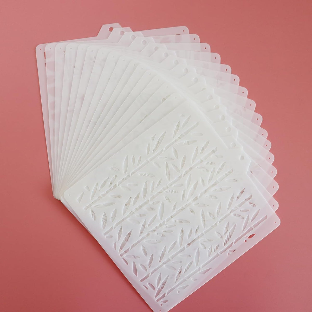 16 Pcs 5.5x5.5in Cookie Stencil Baking Stencils for Royal Icing Cookies, Airbrush Cookies; Sugar Cookie Stencils,Craft Painting Stencil, Stencil Genie Stencils (Leaves)