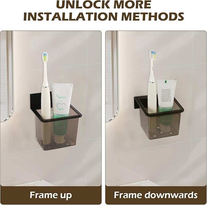 3 Pack Modern Black Metal Clear Plastic Toothbrush Holders,Toothpaste Holder Set - Kids & Adults with Wall-Mounted Metal Bathroom Organizer Set for Bathroom