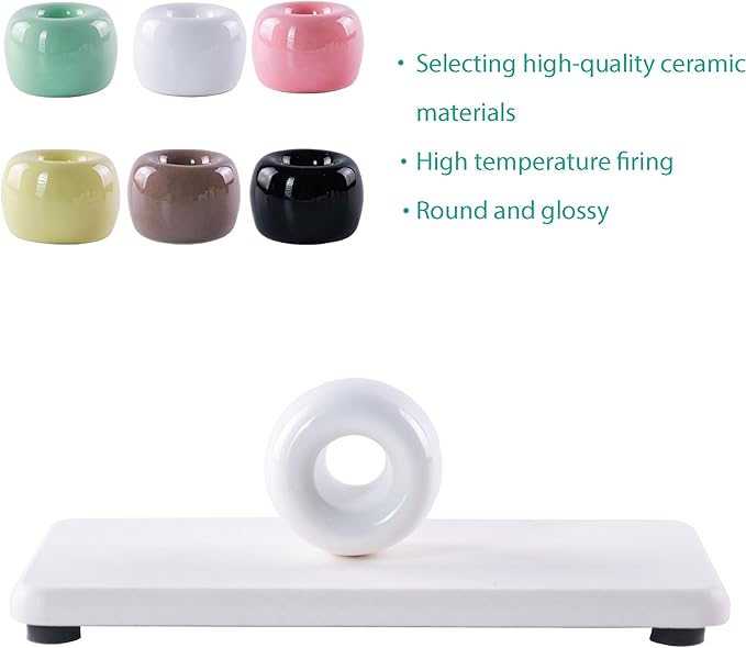 Set of 6 Sleek Mini Ceramics Toothbrush Holder, Small Ceramic Ring, Perfect Size for Bathroom Vanity Countertops