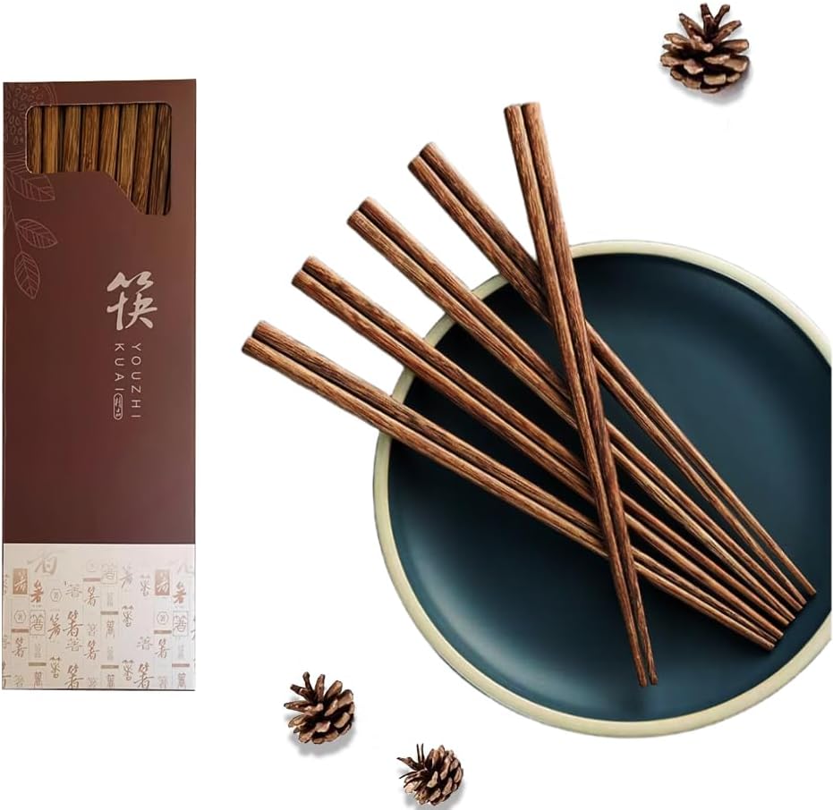 50-Pairs Wooden Chopsticks, Dishwasher Safe Chopstick,ReusableNatural Healthy, Chinese Classic Style for Kitchen, Dining Room, Gourmet, Noodles (9.8 Inch)… (50)