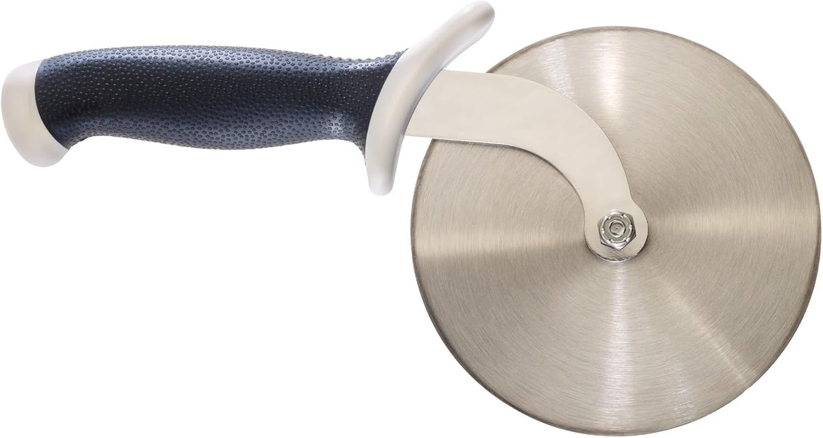 Mercer Culinary Millennia Pizza Cutter with White Handle, 5 Inch Wheel, Stainless Steel