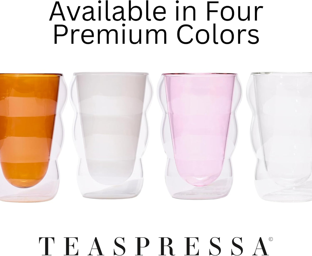 Glass Cloud cups 12 oz Double Wall Insulated Glass Cups - heat-resistant borosilicate glass -perfect for iced teas, lattes, and all your favorite sips (Pink)