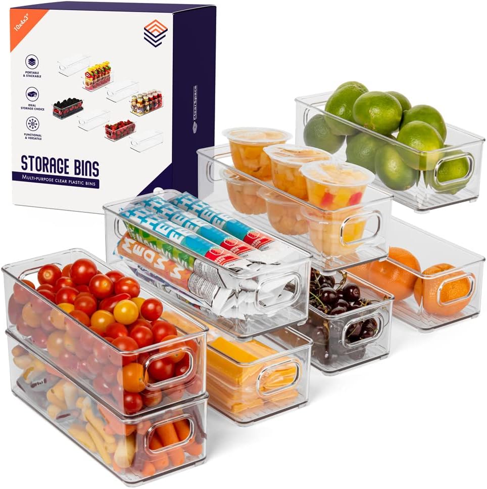 ClearSpace Plastic Pantry Organization and Food Storage Bin – Great Kitchen Organization and Kitchen Storage – Fridge Organizer Bins– 8 Pack