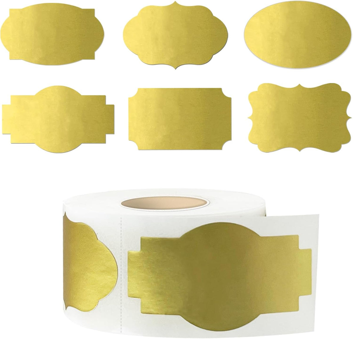 350 PCS Gift Tags Stickers Name Labels Stickers,2" x 1.2" Fancy Shape Stickers Self-Adhesive Handmade Bottle All-Purpose Jar Labels for Presents Cosmetic Decoration Jars Food Craft (Gold)