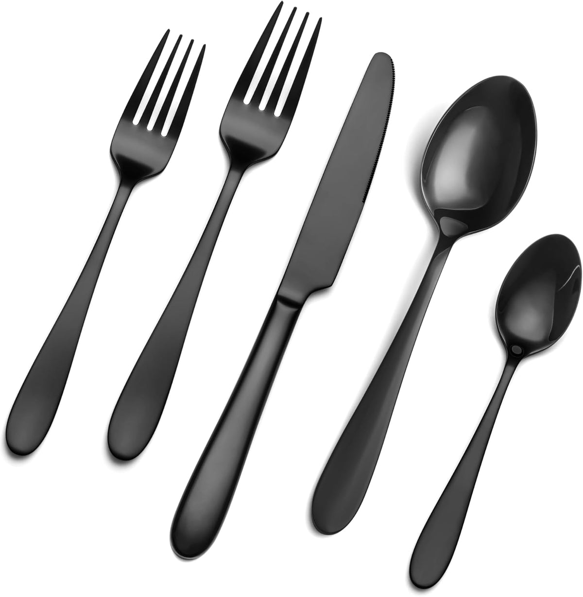 40 Piece Black Silverware Set Service for 8, EIUBUIE Premium Stainless Steel Black Cutlery Set, Mirror Polished Flatware Sets, Modern Kitchen Eating Utensils Sets Include Forks Spoons Knives