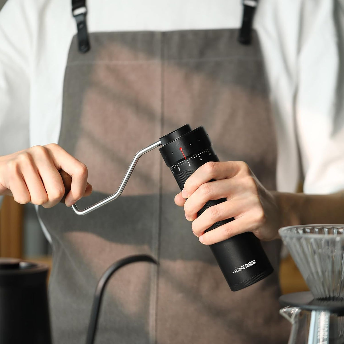 MHW-3BOMBER R3 Manual Coffee Grinder with CNC Stainless Steel Conical Burr and 5 Screen for French Press, Drip, Espresso, External Adjustable, Hand Coffee Bean Grinder with Magnetic Bin, G5847B-OS