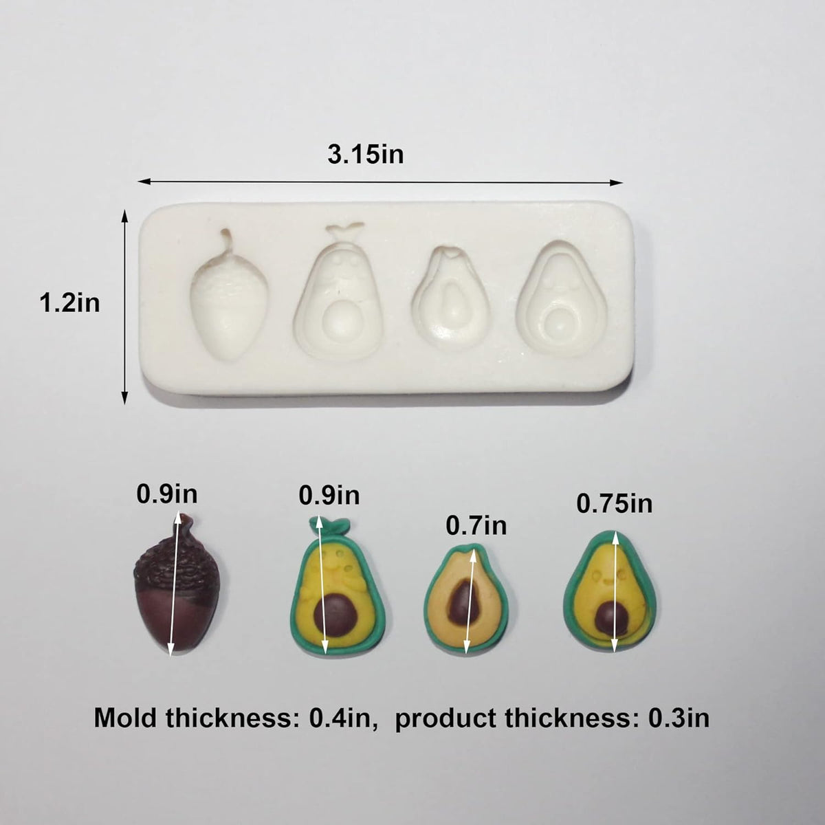 Lovely Small Items Silicone Fondant Molds Set For Cake Topper, Gumpaste, Candy & Chocolate, Polymer Clay and More (Vegetables & Fruits)