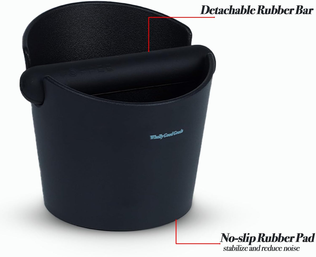 Coffee Knock Box for Coffee, ABS Coffee Grind Knock Box, Shock-Absorbent Durable Coffee Espresso Knock Box Dump Bin Grind Waste Removable Detachable Knock Bar and Non-Slip Base (Black)