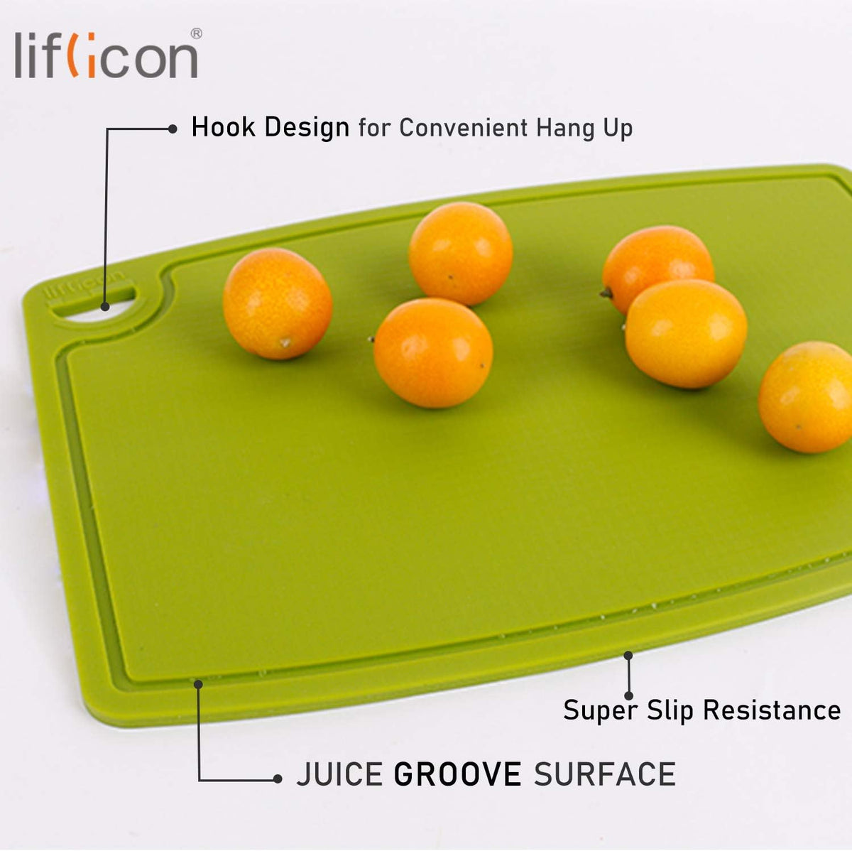 Silicone Thick Cutting Boards Mats Set of 3 Foldable & Flexible Design Juice Grooves Easy Grip Handle Dishwasher Safe for Kitchen,BPA free Silicone Cutting Board-Green
