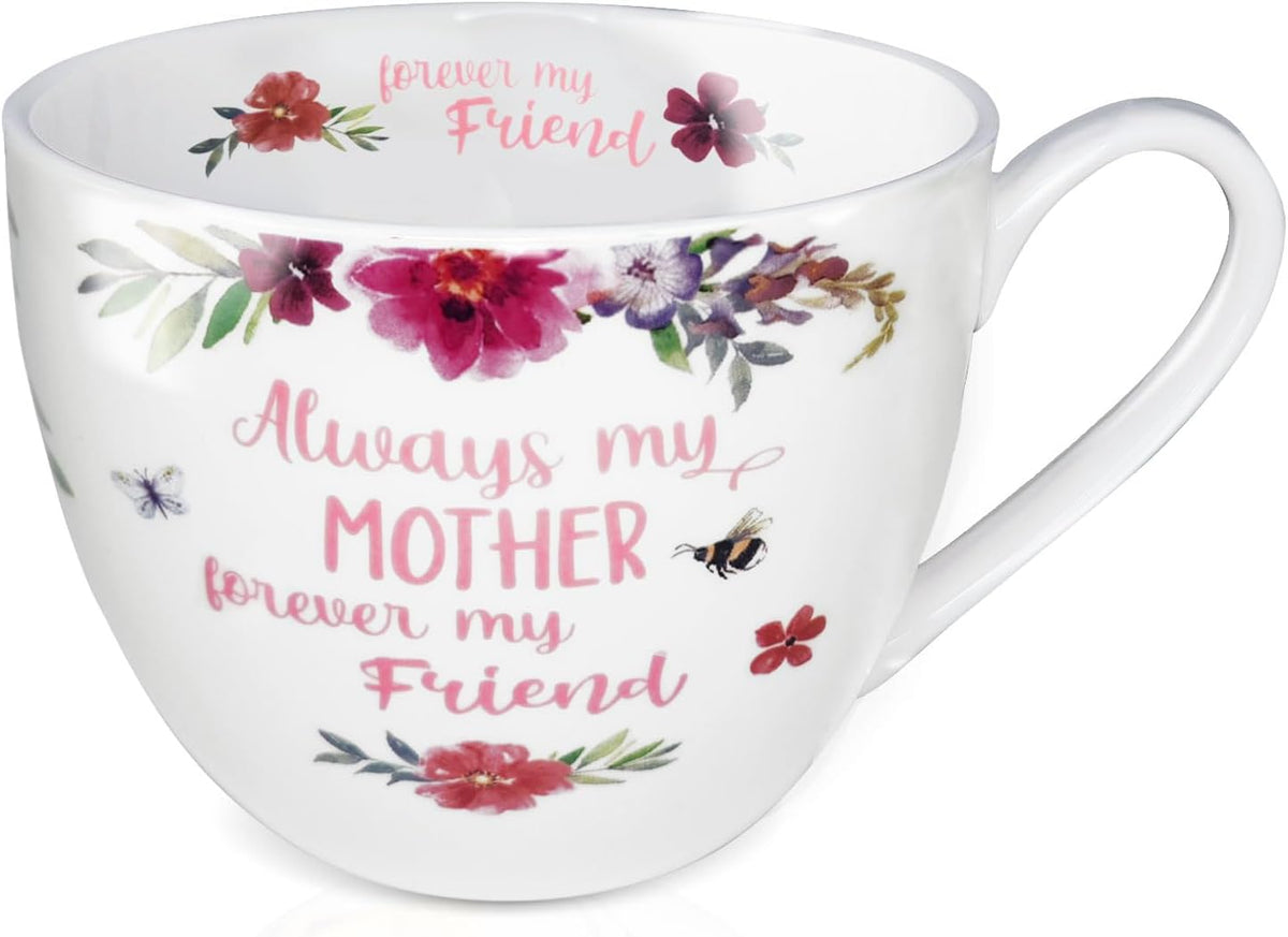 Mom Mugs for Daily Coffee and Tea, Premium 20 oz Bone China Coffee Tea Hug Mug, Perfect Holiday, Birthday, and Mother's Day Gift for Moms, Designed in England by Harvest Green Studio