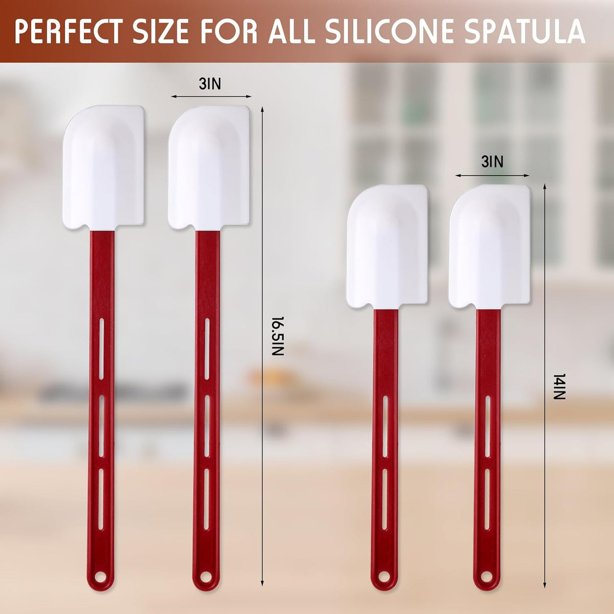 Norme 4 Pcs High Temp Silicone Spatulas Heat Resistant Rubber Spatula Commercial Silicone Scraper with Handle for Kitchen Cook Baking Mixing Utensil, Dishwasher Safe (14 Inch,16.5 Inch)