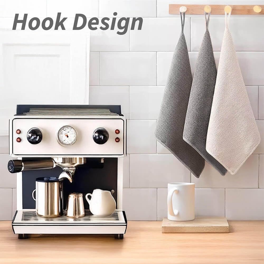 Barista Towel, Microfiber Coffee Cleaning Cloths, Espresso Machine Accessories, 12'x12', 6 Pack, Grey