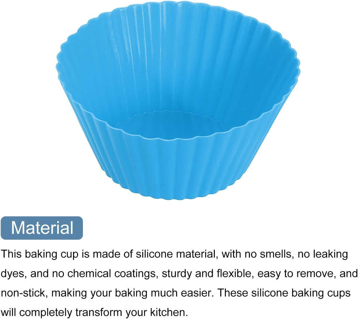 uxcell 36Pcs Silicone Cupcake Liners, Non-Stick Baking Cups, for Cooking Eggs, Baking Muffins and Make a Cake(Blue)