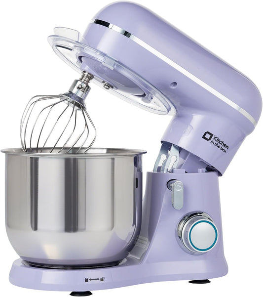 Kitchen in the Box Stand Mixer, 3.5 QT Small Electric Kitchen Mixer, 10-Speed Portable Lightweight Food Mixer with Stainless Steel Bowl, Egg Whisk, Dough Hook, Beater (Lavender Purple)