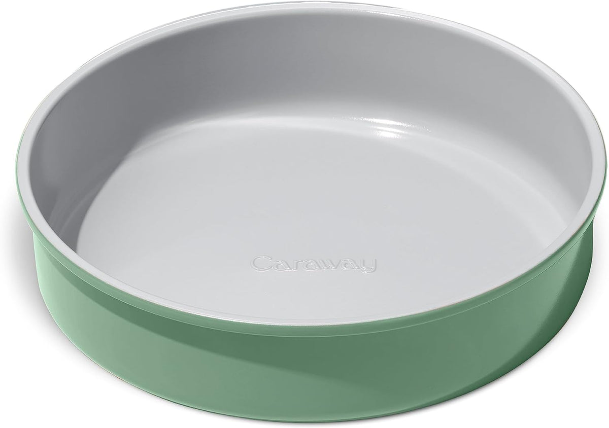 Caraway Non-Stick Ceramic 9” Circle Pan - Naturally Slick Ceramic Coating - Non-Toxic, PTFE & PFOA Free - Perfect for Birthday Cakes, Tartes, & More - Sage
