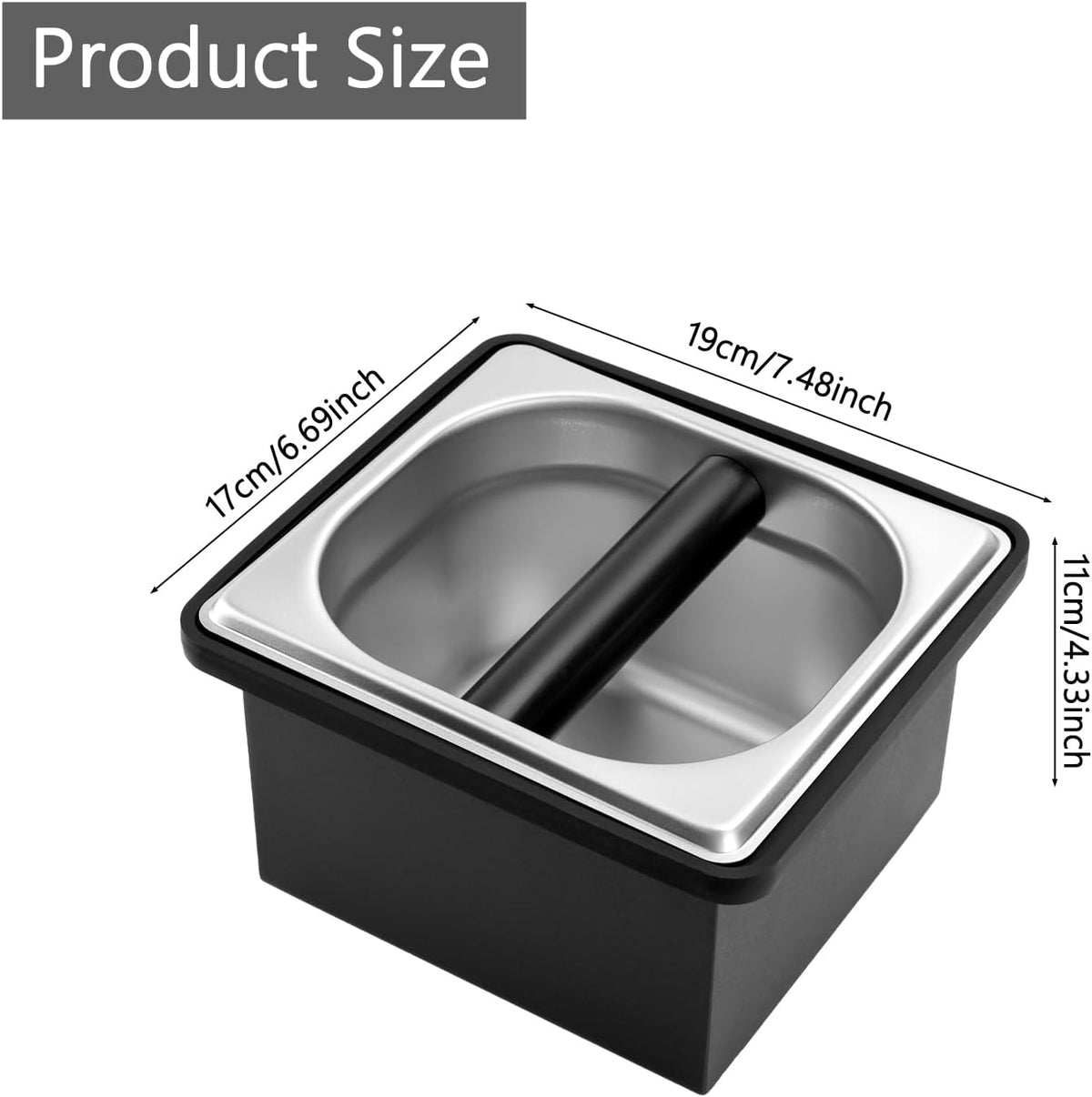 Espresso Knock Box, Stainless Steel Coffee Knock Box Large Capacity Coffee Pucks Container Espresso Machine Tool for Coffee Ground (Small)