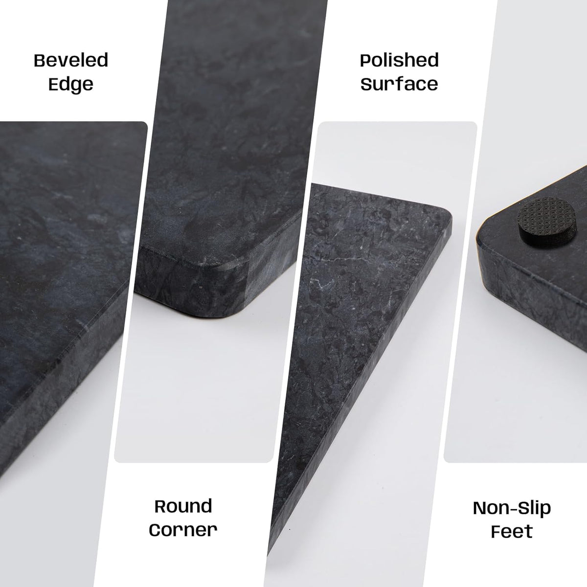 Black Marble Cutting Board, 12x16 Inch Marble Pastry Board With Non-Slip Feet For Cheese, Charcuterie, Dough, Chocolate, Dessert, Pack Of 1 Piece