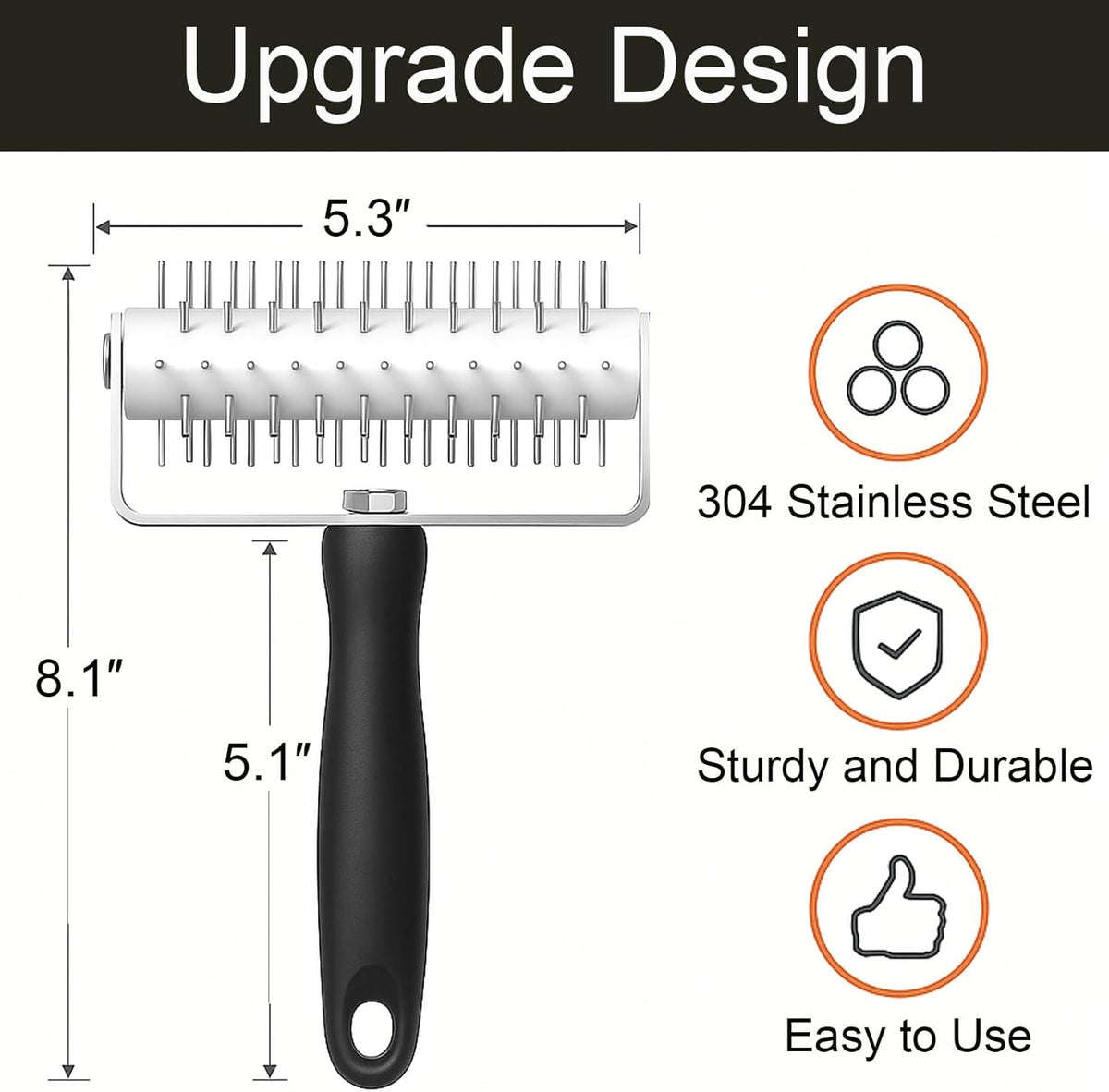 Pizza Dough Docker Roller Stainless Steel, Pin Puncher Dough Hole Maker, Docking Tool for Pizza Pie Cookie Pastry Bread