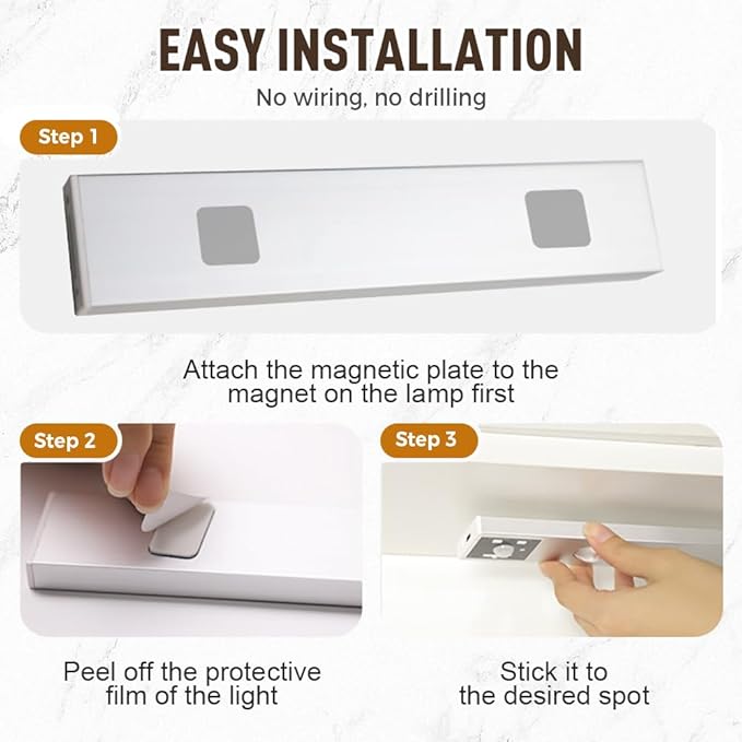 Punch-Free Smart Sensor Magnetic Rechargeable LED Lights, LED Intelligent Human Body Induction Wireless Magnetic Long Night Light,Adjustable 3 Color Light for Hallway, Stairway, Closet (11.8in)