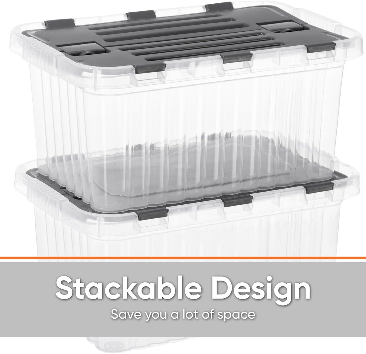 Superio Storage Bins with Lids, Clear Plastic Containers for Organizing, Stackable Totes, BPA Free, Odor Free, Organizer Boxes for Home, and Dorm (4 Pack, 20.25"x14"x10.5")