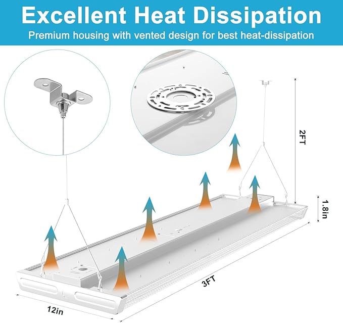 Lightdot 40IN LED High Bay Shop Lights, 100-277V 【Driver Equipped, 5 Years】 240W 33600LM [Eqv. 960W MH/HPS] 5000K Diamond Diffusion Linear Hanging Light for Warehouse -ETL Listed, 5Pack