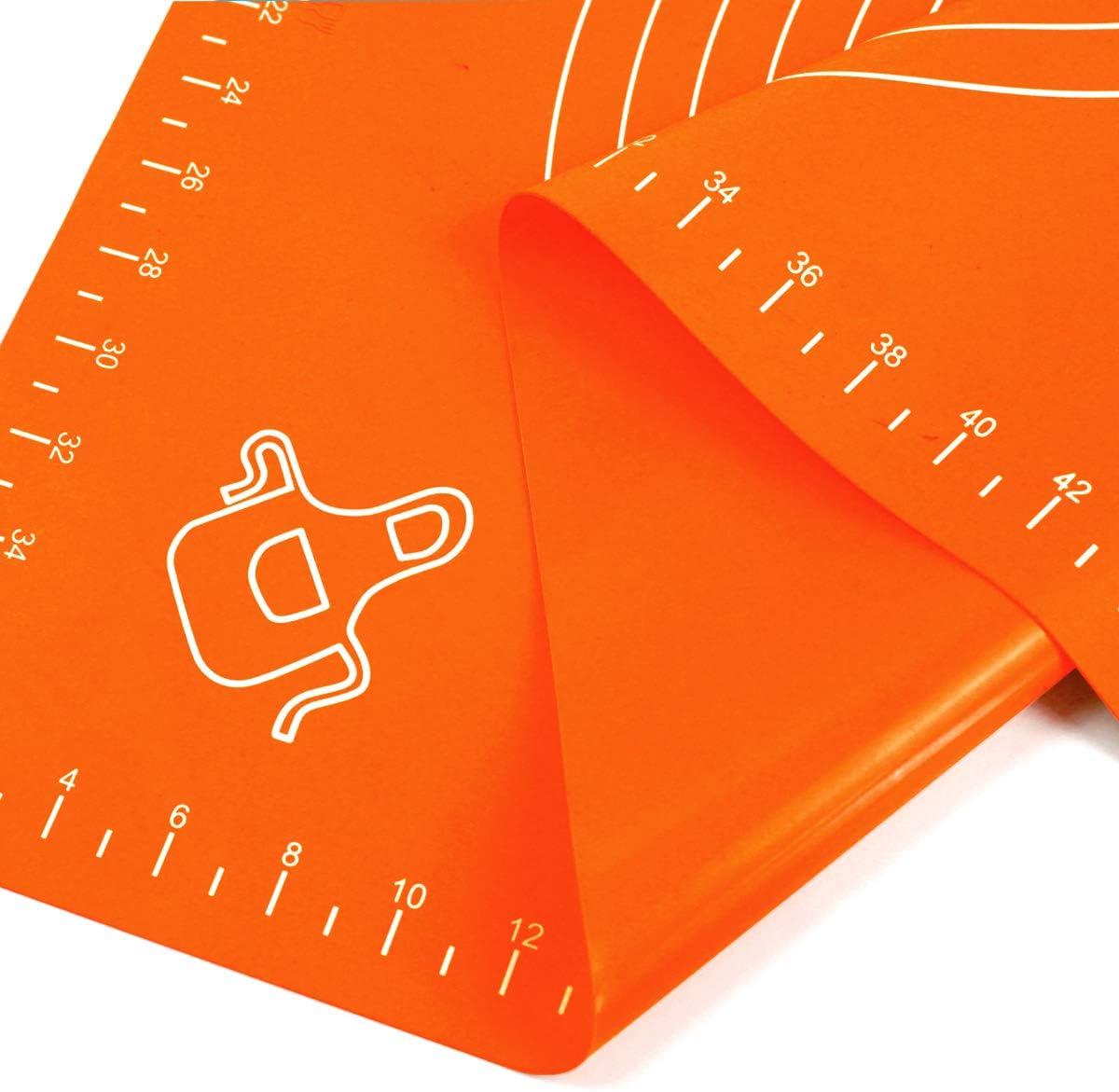 Silicone Baking Mat for Rolling Pastry Dough with Measurements, 19.7" x 15.7" BPA Free Non stick and Non Slip Orange Table Sheet Baking Supplies for Bake Pizza Cake