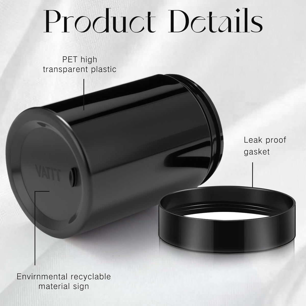 Patelai 4 Pieces Round Wide-mouth Leak Proof Plastic Container Jars with Lids for Travel Storage Makeup Beauty Products Face Creams Oils Salves Ointments DIY Making(10 Ounce,Pure Black)