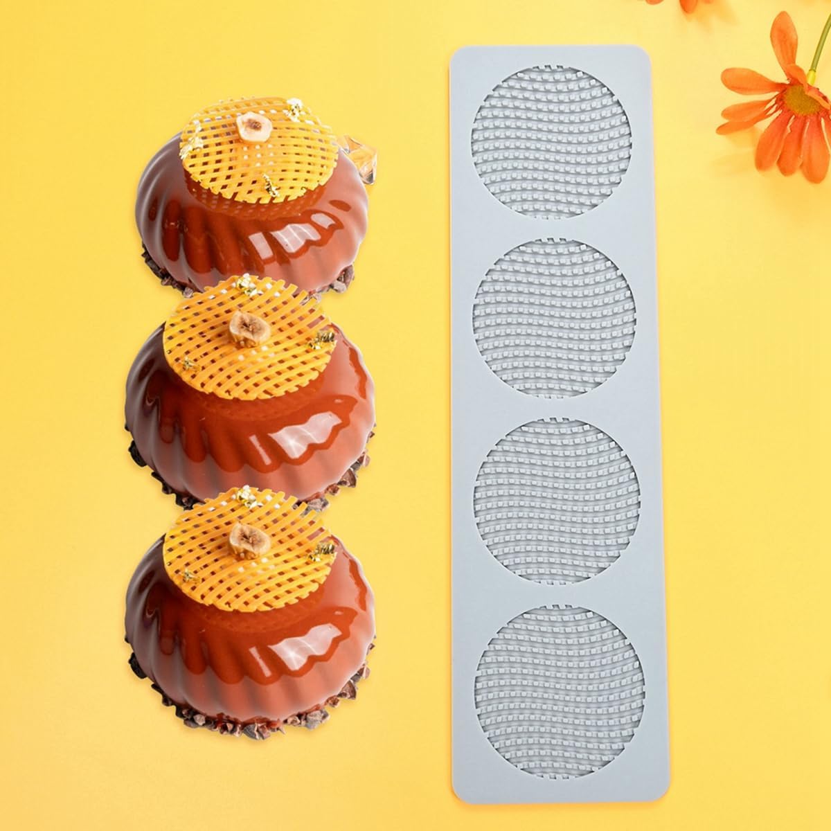 TUKE Honeycomb Lace DIY Cake Decor Silicone Mold Beehive Candy Biscuit Ice Baking Mould Round Chocolate Making Tools (F_ Honeycomb)