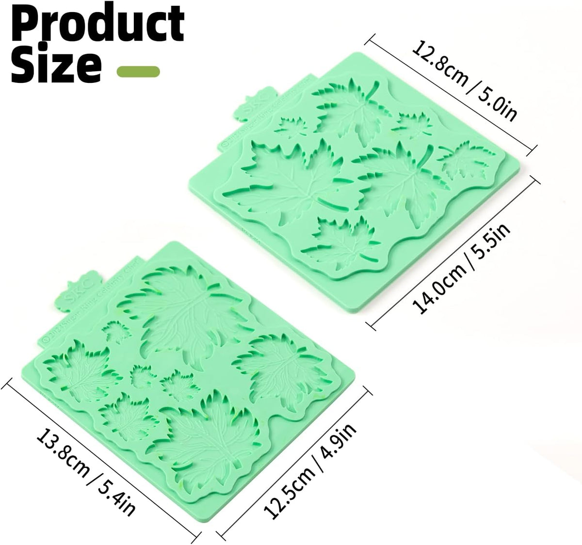 KALAIEN Leaf Molds Silicone,Leaves Chocolate Mold Fondant Molds Silicone for Clay Crafts Air Dry,3D Candy Gumpaste Moulds Set of 2 (Maple Leaf)