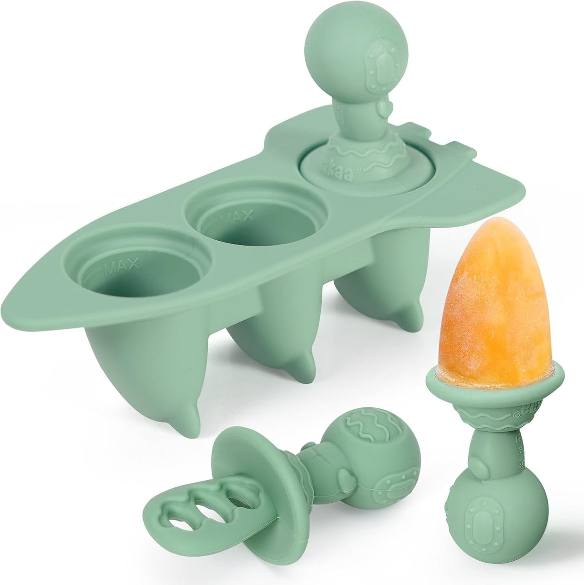 Haakaa Astronaut Ice Pop Mould Set – Mini Silicone Breastmilk Popsicle Molds with Sticks, Anti-Choking Design, Ideal for Baby Teething Relief, Frozen Breastmilk Treat Maker for Infant