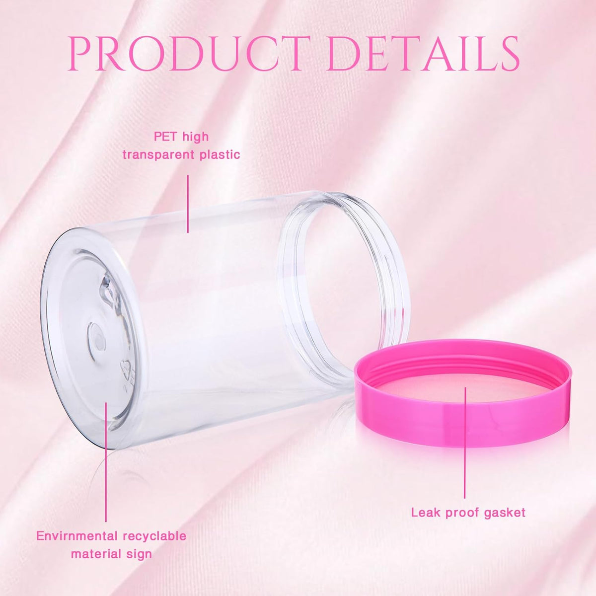 Patelai 4 Pieces Round Wide-mouth Leak Proof Plastic Container Jars with Lids for Travel Storage Makeup Beauty Products Face Creams Oils Salves Ointments DIY Making(10 Ounce,Pink)