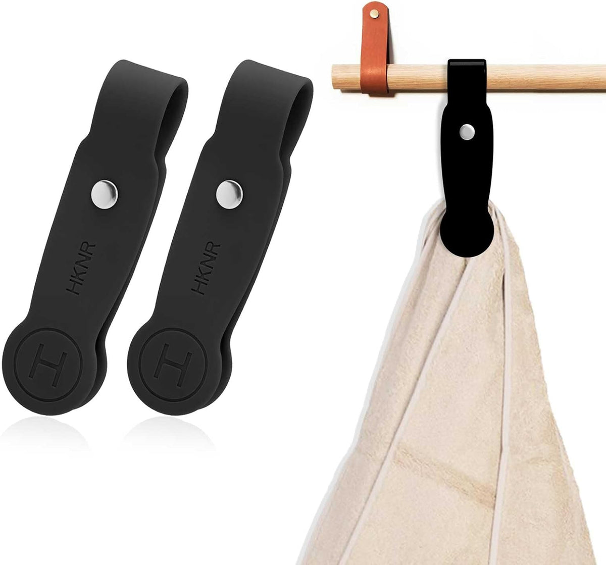 2 Pcs Strong Magnetic Towel Clips for Kitchen, Waterproof Silicone Towel Holder, Multi-Purpose Towel Holder for Bathroom, Kitchen, Outdoor Use (Black)