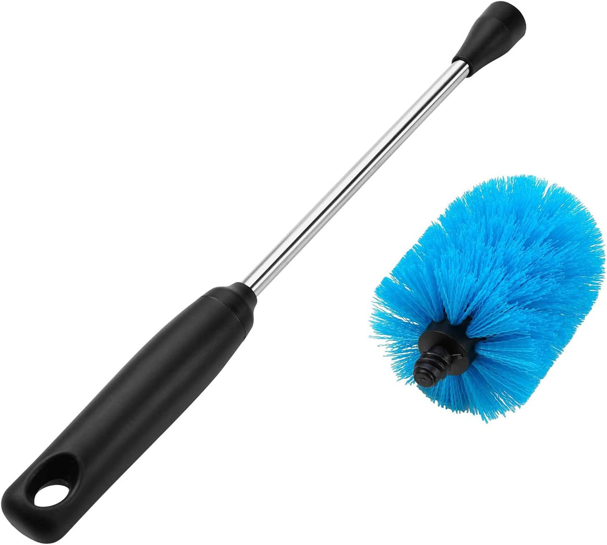 Stainless Steel Bottle Brush with Replaceable Head, Long Handle Scrub Brush for Water Bottles, Glasswares, Mugs, Flasks, Tumblers, Vases, and Kitchen Sink, 2 Pack, 15 in