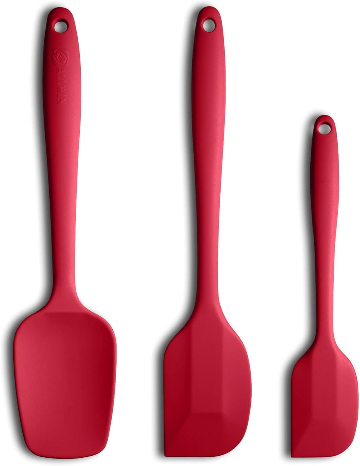 Silicone Spatula 3-piece Set, Ergonomic Handle High Heat-Resistant Spatulas, Non-stick Rubber Spatulas with Stainless Steel Core, Wine Red