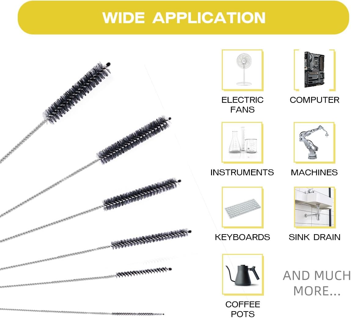 Straw Cleaner Brush Set,6 Piece Long Drinking Straws Cleaning Brush Pipe Tube Tiny Brushes 10-inch,Black
