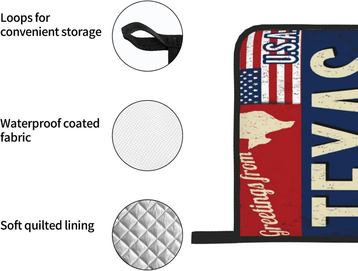 Oven Mitts and Pot Holders Sets of 4,Texas Lone Star State Retro US,Oven Mitts Heat Resistant Oven Gloves Set Potholders for Kitchen Baking Grilling