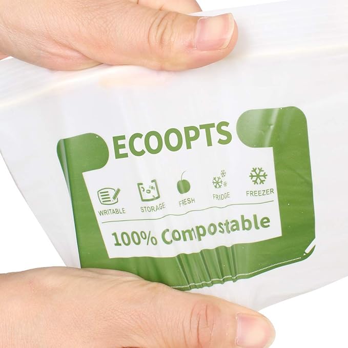 100% Compostable Snack Zip Bag | ECO-Friendly Small Storage Bags | Freezer Bag | Plant-Based BPA-free | Seal well for Cookie, Chips and Snack (2, Small)