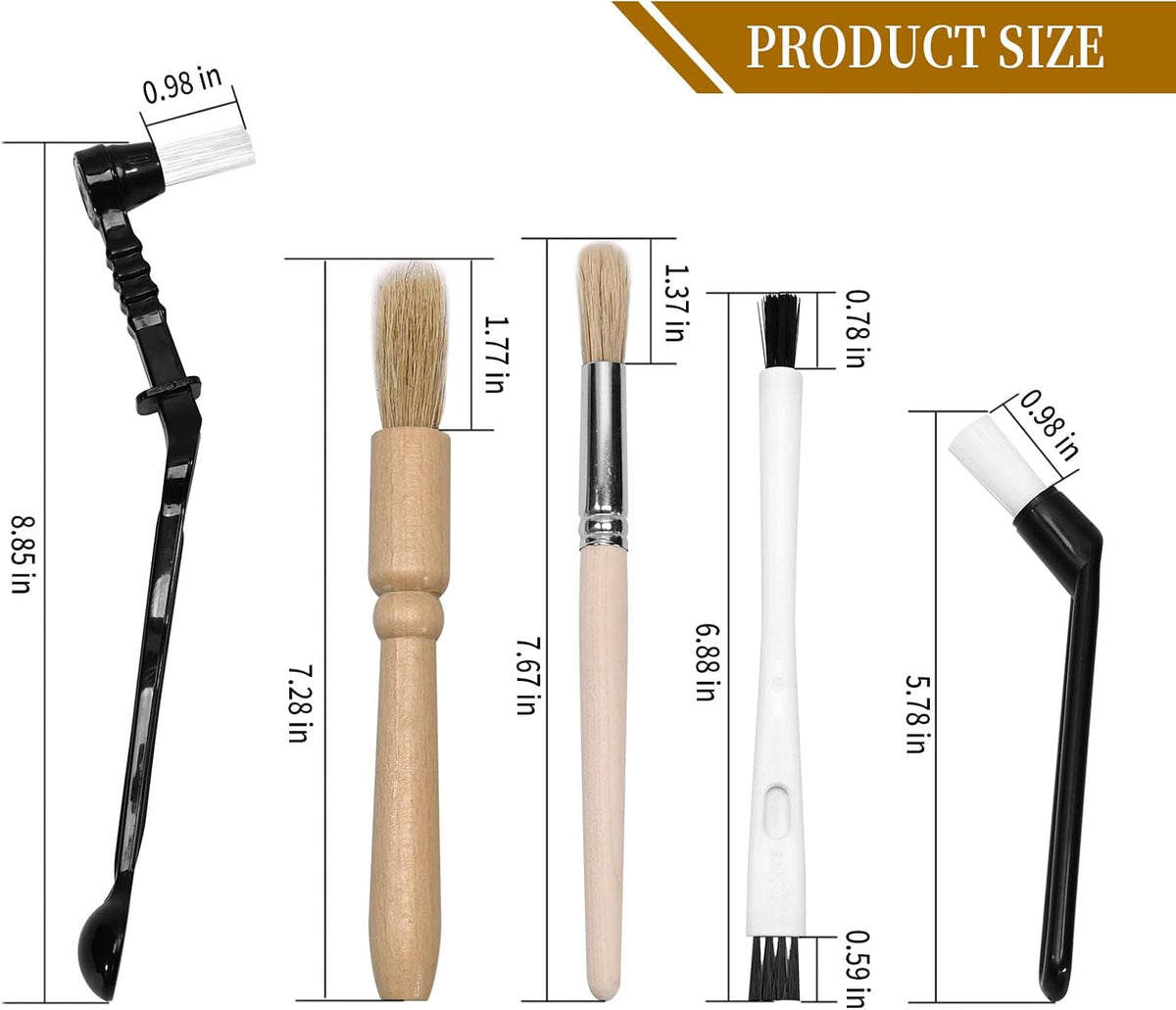 9PCS Coffee Machine Cleaning Brush Grinder Wooden Cleaning Brush Coffee Machine Head Brush Coffee Brush, Black Handle Coffee Machine Brush, Two in one Coffee Machine Brush with Spoon