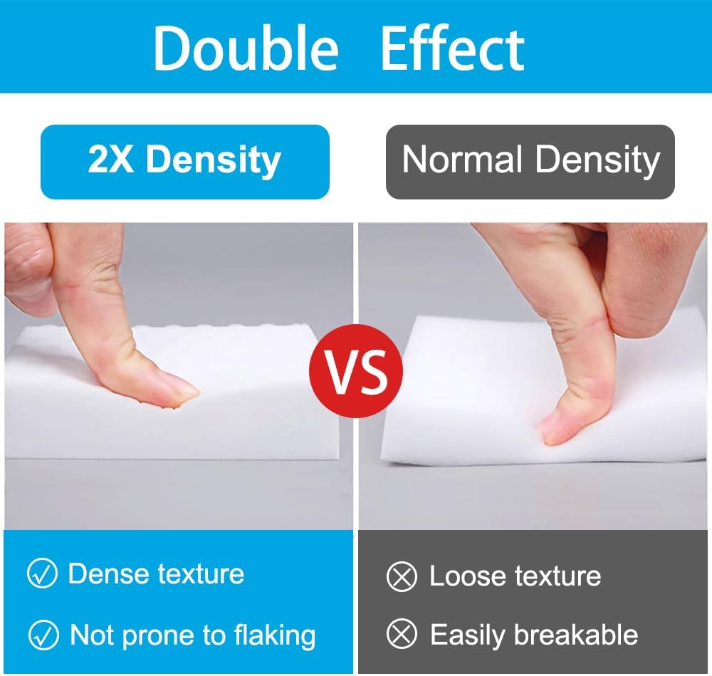 Magic Sponge Erasers, 100 Pack 2X Density Stronger Melamine Sponge Foam Pads, Multi-Functional Household Cleaning Cleaner for Kitchen, Bathroom, Bathtub, Sink, Wall Cleaner