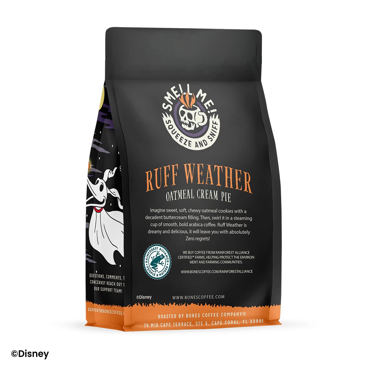 Bones Coffee Company The Nightmare Before Christmas Ruff Weather Flavored Coffee Beans, Whole Bean Coffee Medium Roast Low Acid, Oatmeal Creampie Flavor (12 oz)