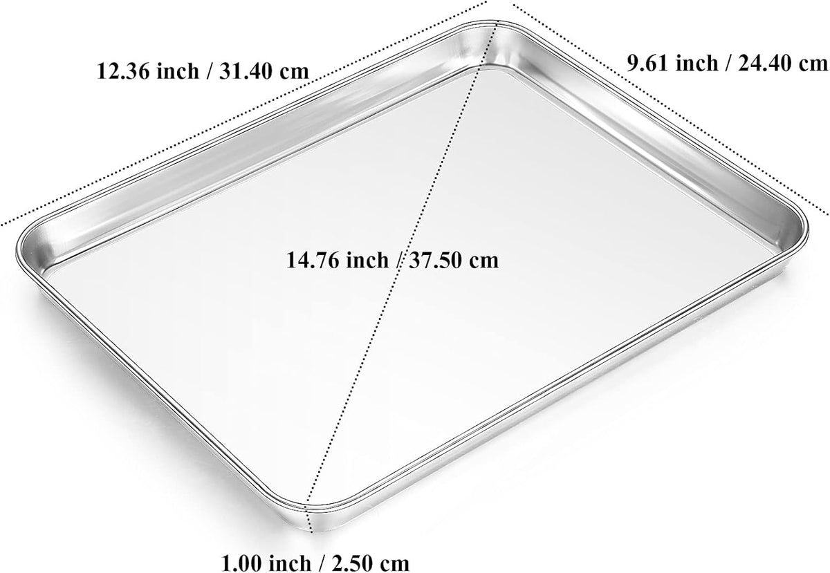 Baking Sheet with Rack Set, Yododo Set of 4 (2 Sheets + 2 Racks), Stainless Steel Cookie Sheet Baking Pan Tray with Cooling Rack, Non Toxic & Heavy Duty & Easy Clean - Size of 12 inch