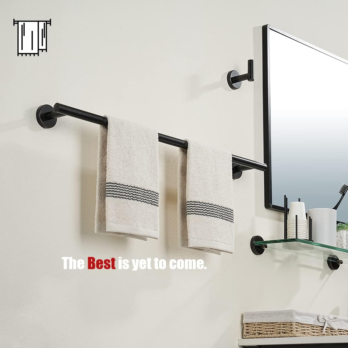 JQK Oil Rubbed Bronze Towel Bar, 27 Inch 304 Stainless Steel Thicken 0.8mm Towel Rack Bathroom, Towel Holder Wall Mount, Useable Length 24 Inch 2 Pack, TB110L24-ORB-P2