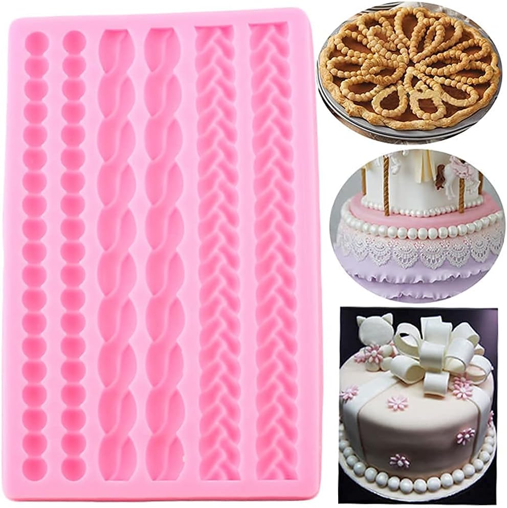 3D Pearl Knit Rope Silicone Mold Fondant Mould Cake Border Decorating Molds Gumpaste Kitchen DIY Baking Decorating Cake Tools Hot