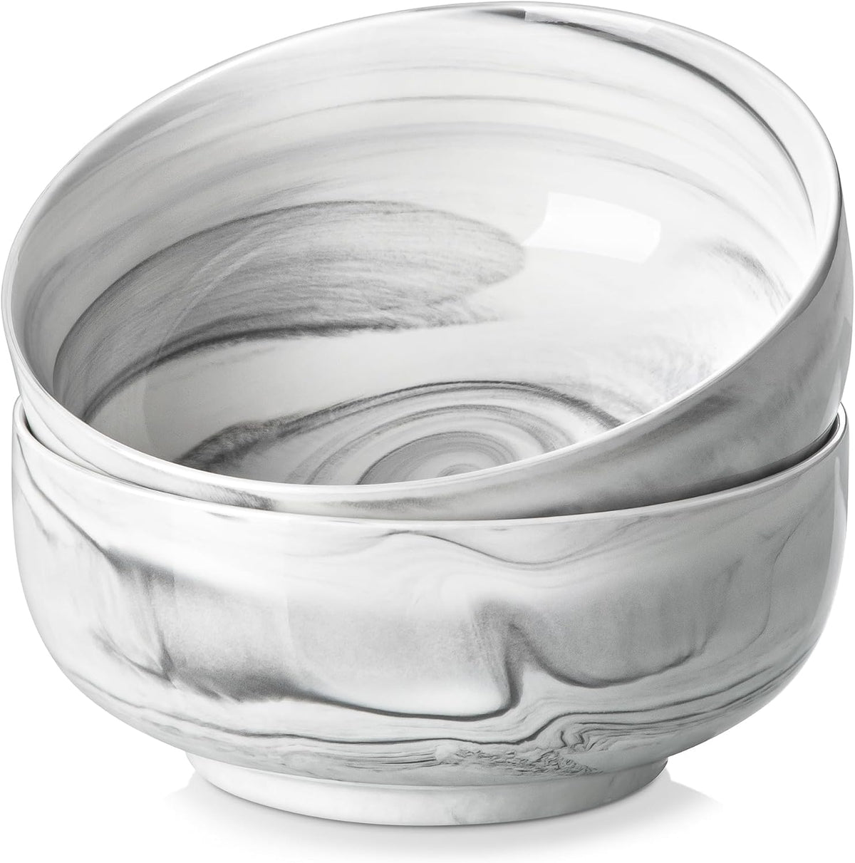 MALACASA Large Soup Bowls Set, 44 OZ (7") Salad Bowls Cereal Bowls Set of 2,Marble Grey Ceramic Bowls for Kitchen, Dishwasher & Microwave Safe, Series REGULAR