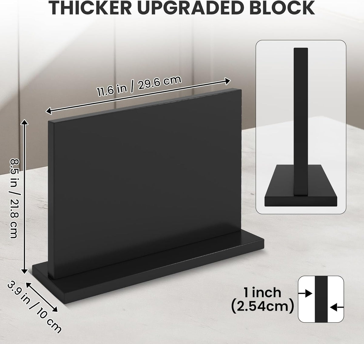 Black Magnetic Knife Holder, Double-Sided Magnetic Knife Block Universal Multi-function Display Rack for Kitchen Counter
