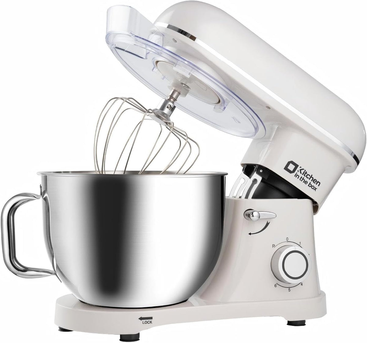 Kitchen in the box Stand Mixer - 8.5 Quart Mixing Bowl, 900 Watt Kitchen Electric Mixer for Heavy Dough, Large Capacity Food Mixer for Home Cooks with Egg Whisk, Dough Hook & Flat Beater (Cream)