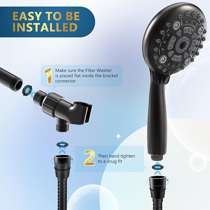 6 Spray Modes High Pressure Handheld Showerhead Set Upgraded 5 Inches Shower Head with Handheld Spray Oil Rubbed Bronze Handheld Shower Head 60 Inches Stainless Steel Hose-1-Min Install
